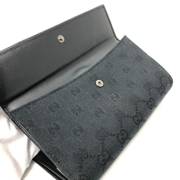 Auth GUCCI 035.2184 GG Jackie Long Wallet Folded wallet GGCanvas Black/SilverHar - Picture 5 of 16